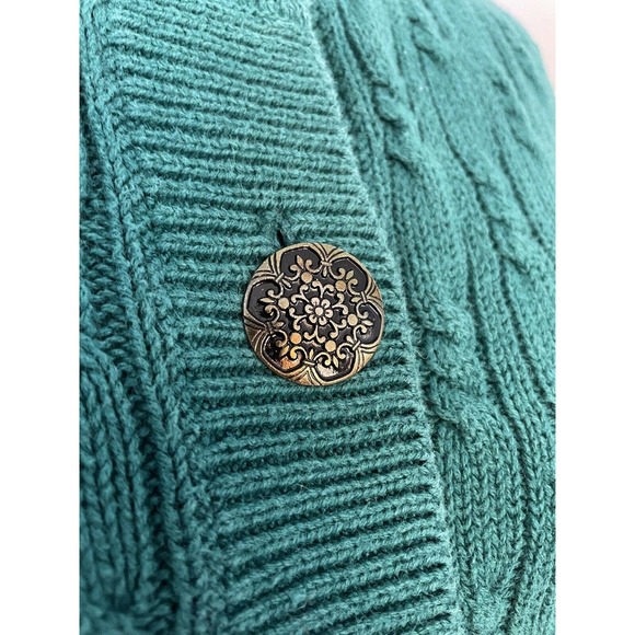 Vintage 80-90s Honors Apparel Knit Cardigan Sweater Box Cropped Green Size Med - Picture 8 of 12